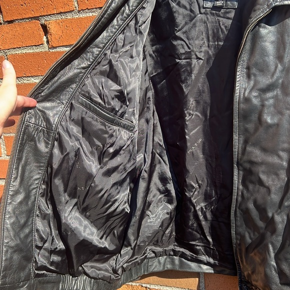 Jos A. Bank Black Leather Coat Men XL - Picture 4 of 9